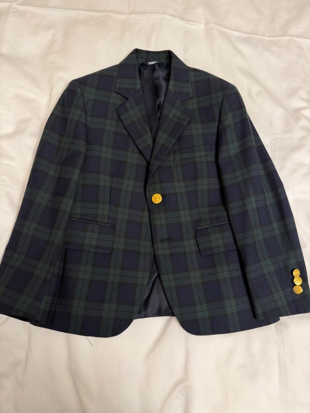 Brooks Brothers Boys Classic Navy Blue/Green Blazer with Gold Buttons, Size 8. - Picture 4 of 17